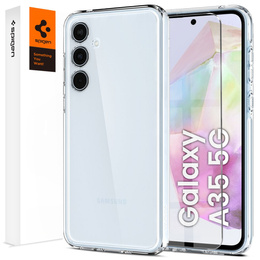 θήκη Spigen για Samsung Galaxy A35 5G, Ultra Hybrid, διαφανής + μετριασμένο γυαλί 9H