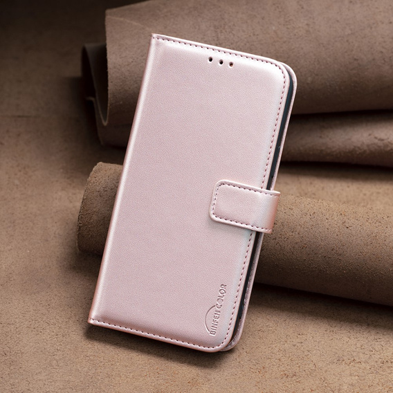 Θήκη με πτερύγιο για Samsung Galaxy A25 5G, BINFEN Wallet, ροζ rose gold + γυαλί 9H 