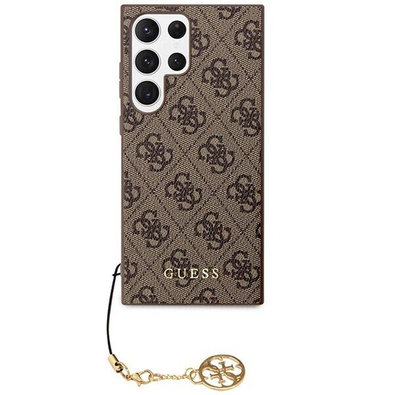 GUESS Θήκη για Samsung Galaxy S24 Ultra, 4G Charms Collection Hardcase, καφέ