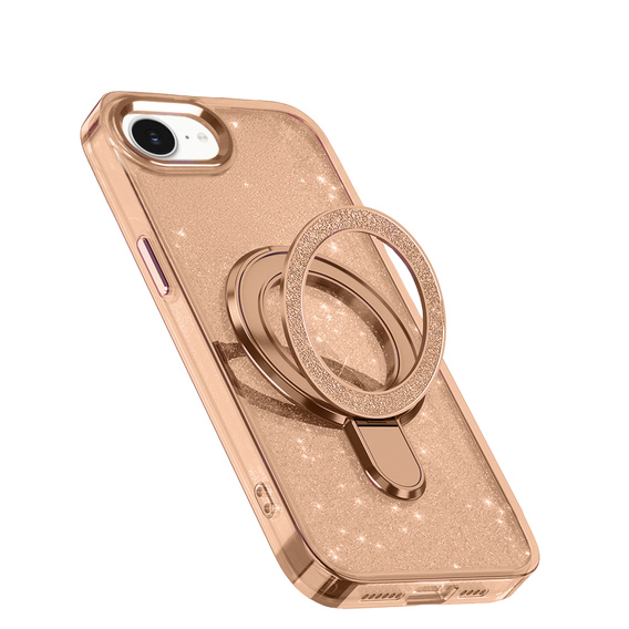 Η θήκη iPhone 16e, Glittery Magnetic Kickstand, ροζ rose gold