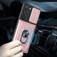 Θωρακισμένη θήκη για Samsung Galaxy S23, Camera Slide Card Slot, ροζ rose gold