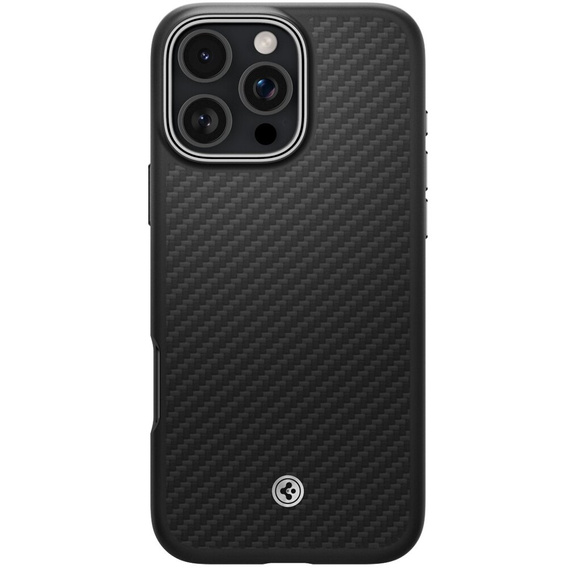 θήκη Spigen για iPhone 16 Pro Max, Enzo Aramid MagSafe, Μαύρο άνθρακα / ασημί + γυαλί 9H tempered glass