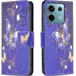 Θήκη με πτερύγιο για Xiaomi Redmi Note 13 Pro 5G, Wallet, Butterflies μωβ