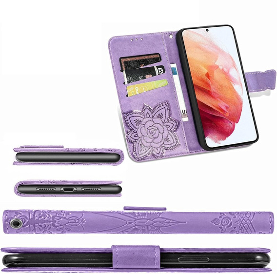 Θήκη με πτερύγιο για Motorola Edge 50 Pro, Butterfly, μωβ