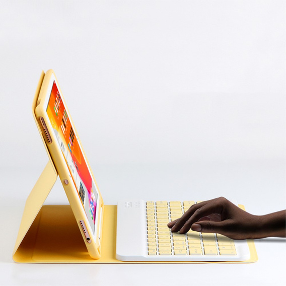 Θήκη + πληκτρολόγιο iPad 10.2 2019 / 2020 / 2021, κίτρινη