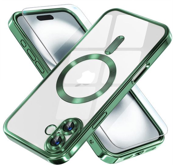 Θήκη για iPhone 16, Electro MagSafe, πράσινη + Γυαλί για την οθόνη