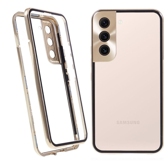 θήκη για το Samsung Galaxy S21, Magnetic Dual Glass, χρυσή