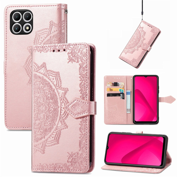 Θήκη με πτερύγιο για T Phone 2 5G, Mandala, ροζ