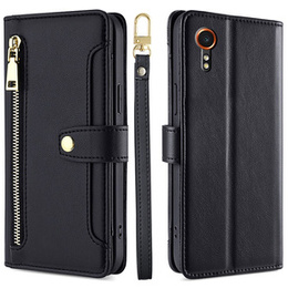 Θήκη με πτερύγιο για Samsung Galaxy Xcover 7, Wallet Zipper Pocket, μαύρη
