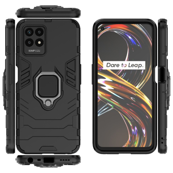 Θήκη για Realme 8i, Kickstand Ring, μαύρη