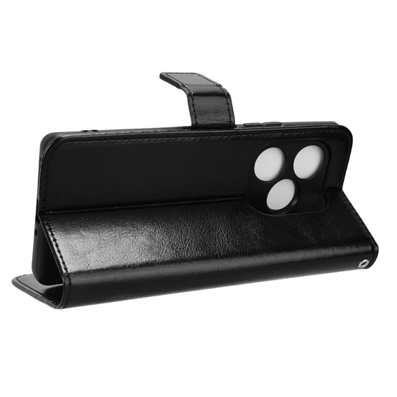 Θήκη με πτερύγιο για Realme GT 6 / 6T, Crazy Horse Wallet, μαύρη
