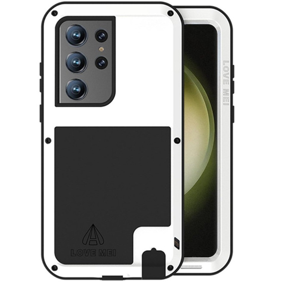 Love Mei Θήκη για Samsung Galaxy S23 Ultra, armored without glass, λευκή