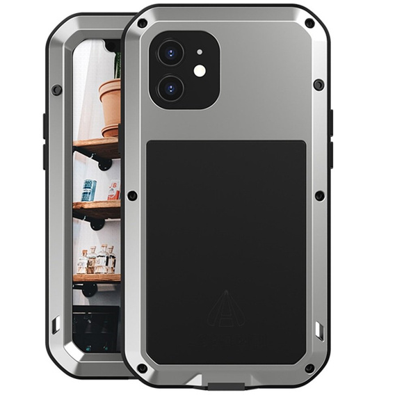Love Mei Θήκη για iPhone 12, armored with glass, γκρι