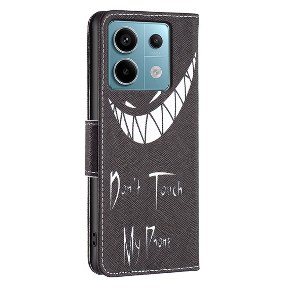 Θήκη με πτερύγιο για Xiaomi Redmi Note 13 Pro 5G, Wallet, Don't Touch My Phone μαύρη