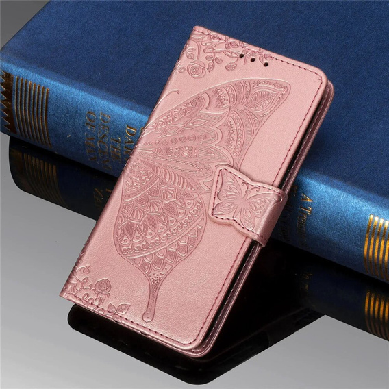Θήκη με πτερύγιο για Xiaomi Redmi 13, Butterfly, ροζ rose gold