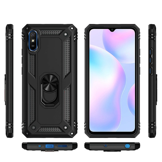 θωρακισμένη θήκη για Xiaomi Redmi 9A, Nox Case Ring, μαύρη