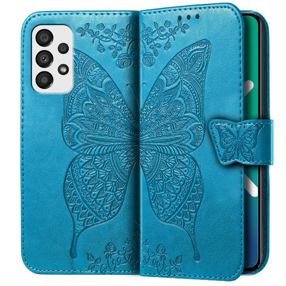 Θήκη με πτερύγιο για Samsung Galaxy A33 5G, Butterfly, μπλε