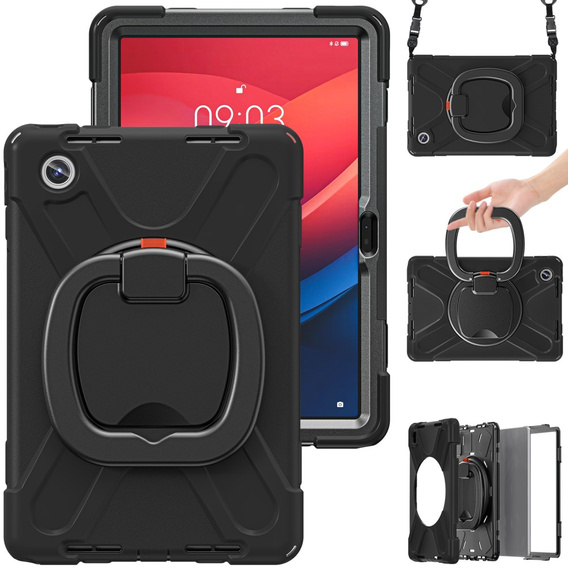 Παιδική θήκη για Lenovo Tab M11, θωρακισμένη με λουράκι, μαύρη