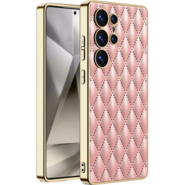 Θήκη για Samsung Galaxy S25 Ultra, Leather Rhombus, ροζ