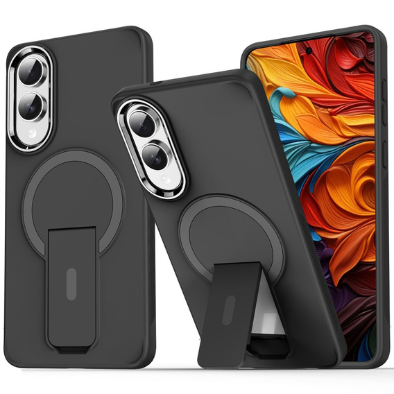 Θήκη για Samsung Galaxy S25 Edge, Kickstand Matt Case, για MagSafe, μαύρη