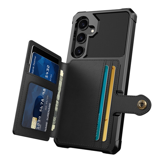 Θήκη για Samsung Galaxy A55 5G, Card Holder Kickstand, μαύρη