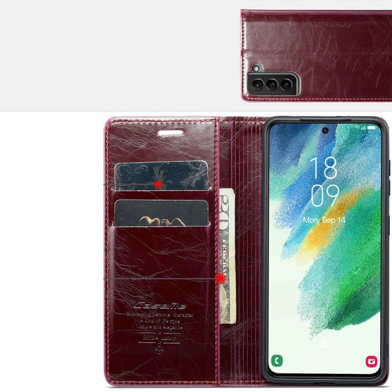 θήκη CASEME για Samsung Galaxy S21 FE, Waxy Textured, κόκκινη