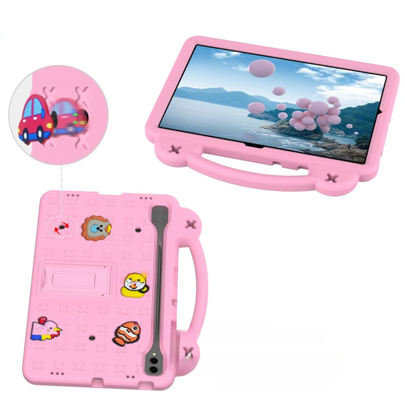 Παιδική θήκη για Samsung Galaxy Tab S10+ Plus, Cute Patterns, με βάση, ροζ