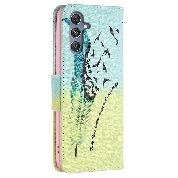 Θήκη με πτερύγιο για Samsung Galaxy M34, Wallet, feather, μπλε