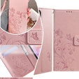 Θήκη με πτερύγιο για Motorola Moto E14, Butterfly, ροζ rose gold