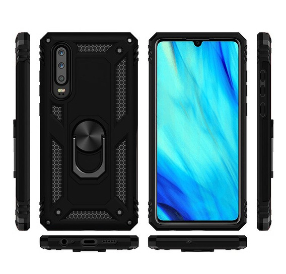 θωρακισμένη θήκη για Huawei P30, Nox Case Ring, μαύρη