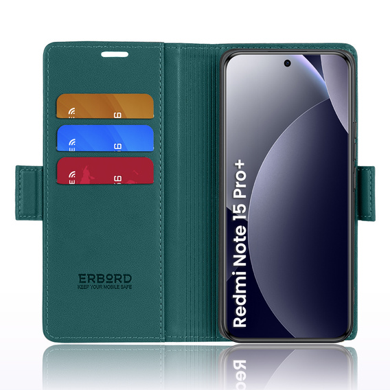 Θήκη με καπάκι ERBORD Glossy Litchi για Xiaomi Redmi Note 15 Pro Plus 5G / Poco M8 Pro 5G