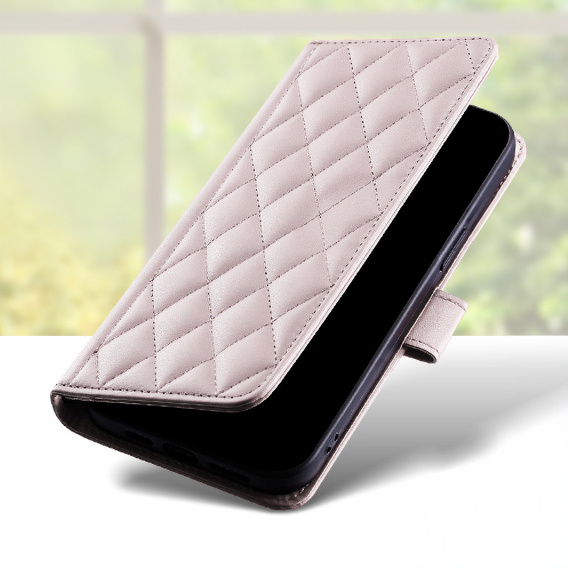 θήκη πτερύγιο για Samsung Galaxy A16, Rhombus Crossbody Leather, ροζ rose gold