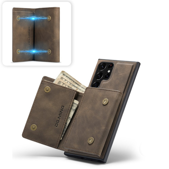 Θήκη για Samsung Galaxy S22 Ultra 5G, DG.MING 2in1, καφές