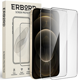 2x Μετριασμένο γυαλί για iPhone 12/12 Pro, ERBORD 9H Hard Glass στην οθόνη