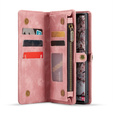 CASEME θήκη για Samsung Galaxy S25 Ultra, Retro Leather Wallet, με λουράκι, ροζ