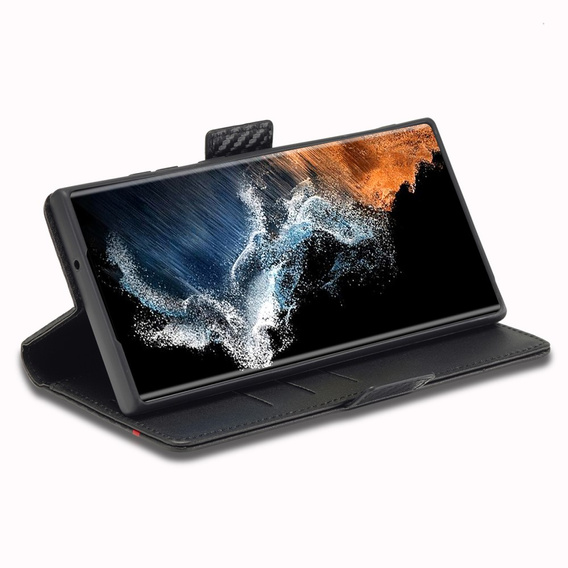 Θήκη με πτερύγιο για Samsung Galaxy S23 Ultra, Carbon LC.IMEEKE, μαύρη