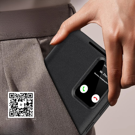 Αναδιπλούμενη θήκη για Samsung Galaxy A55 5G, Smart View Wallet, μαύρη