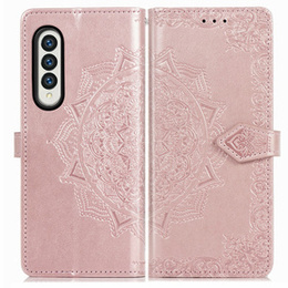 Θήκη με πτερύγιο για Samsung Galaxy Z Fold3 5G, Mandala, ροζ rose gold