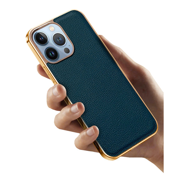 Θήκη για iPhone 14 Pro, Cowhide Leather, πράσινη