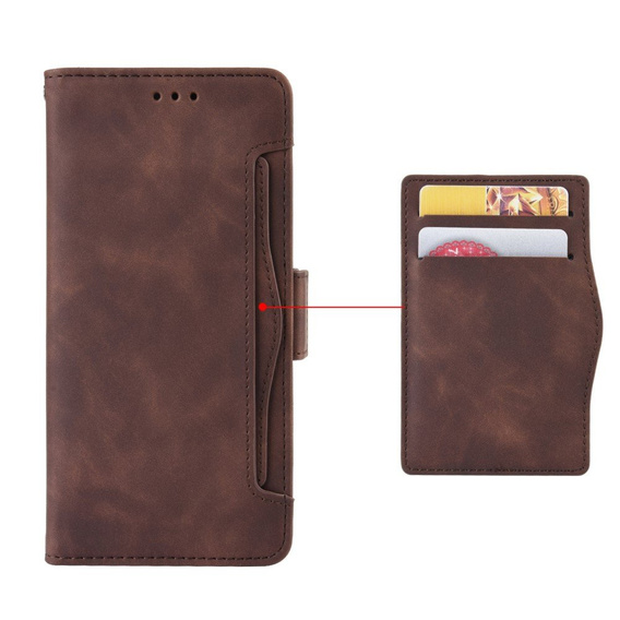 Θήκη με πτερύγιο για Oppo Reno7 Lite 5G, Card Slot, καφέ