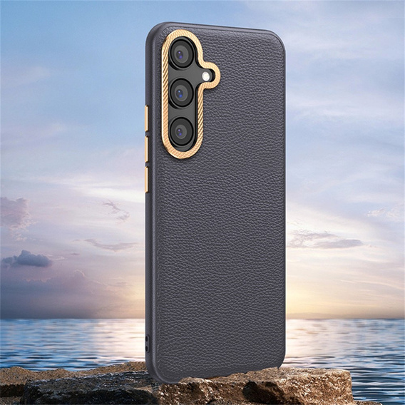 Δερμάτινη θήκη για Samsung Galaxy S25, leather hybrid, γκρι