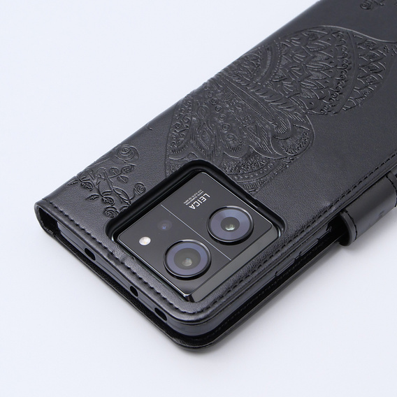 Θήκη με πτερύγιο για Xiaomi 13T / 13T Pro, Butterfly, μαύρη