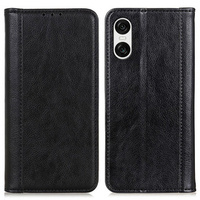 θήκη με πτερύγιο για Sony Xperia 10 VI, Split Leather, μαύρη