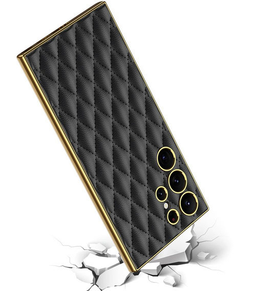 Θήκη για Samsung Galaxy S24 Ultra, Leather Rhombus, μαύρο