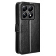 Θήκη με πτερύγιο για Xiaomi 14T Pro, Crazy Horse Wallet, μαύρη