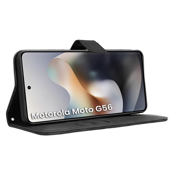 Θήκη με πτερύγιο για Motorola Moto G56 5G, Crazy Horse Wallet, μαύρη