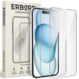 2x Μετριασμένο γυαλί για iPhone 15, ERBORD 9H Hard Glass στην οθόνη