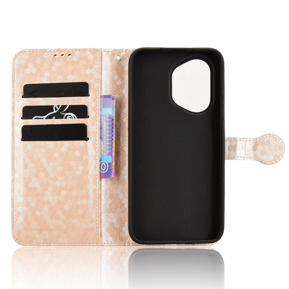 θήκη πτερύγιο για Honor 400 5G, Wallet Rhombus, ροζ