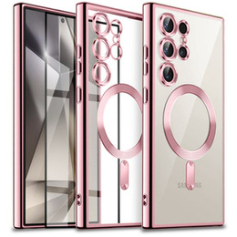 Θήκη για Samsung Galaxy S24 Ultra, Electro MagSafe, ροζ rose gold + Πλήρης κόλλα Κεραμικό γυαλί