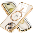 Θήκη για iPhone 15, Electro MagSafe, χρυσή + Γυαλί για την οθόνη